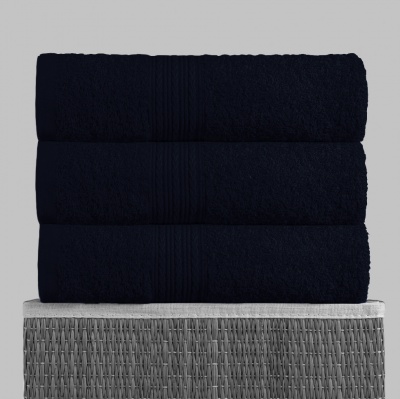 Полотенце махровое с бордюром (Черно-синий)