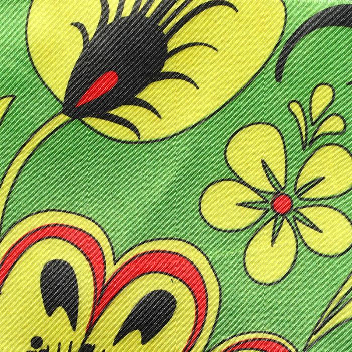 Купить Ткань атлас хохлома, на зеленом фоне в Красноярске по низким ценам