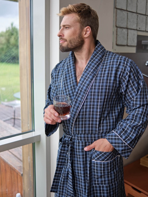 Мужской облегченный халат Arman (Синий)