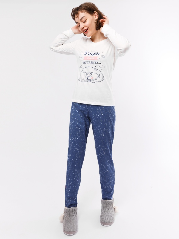 Комплект Женский (джемпер, брюки) 592308 (Молочный)